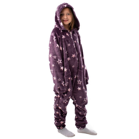 Snuggs Kids Blanket Onesie "Purple stars Onesie"