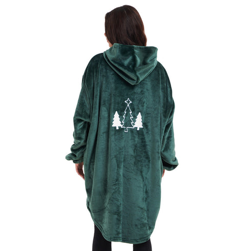 Snuggs Blanket Hoodie "Green Tree Christmas"