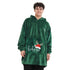Snuggs Blanket Hoodie "Dark Green Christmas Ho Ho Ho Pocket"