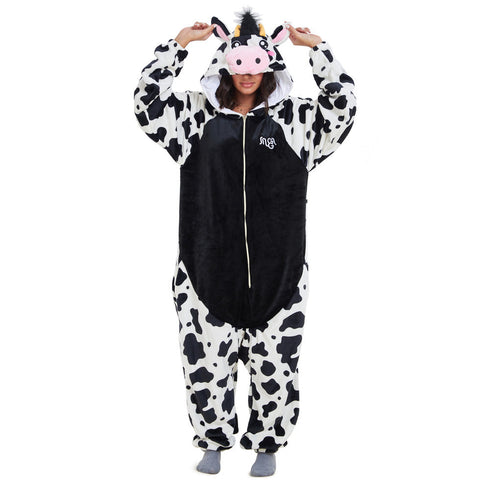 Snuggs Blanket Animal Onesie "Black Cow"