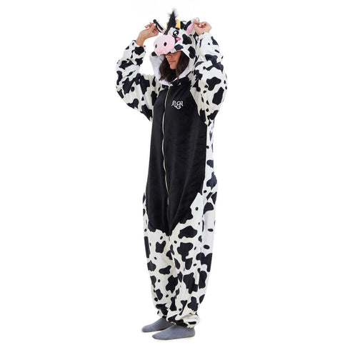 Snuggs Blanket Animal Onesie "Black Cow"