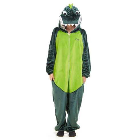 Snuggs Blanket Animal Onesie "Dinosaur neon green"