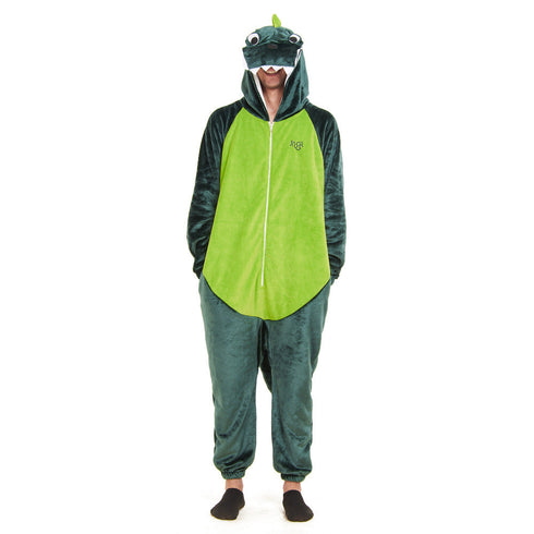Snuggs Blanket Animal Onesie "Dinosaur neon green"