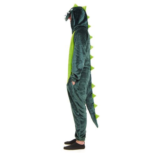 Snuggs Blanket Animal Onesie "Dinosaur neon green"