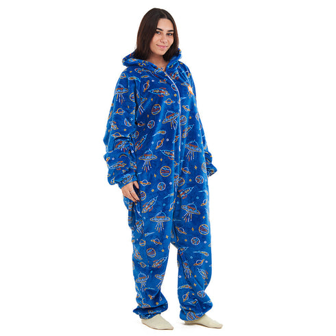 Snuggs Blanket Onesie "Royal Blue Space"